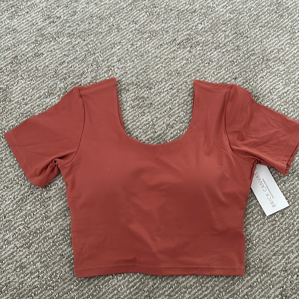 Brick Canvas Boutique, yoga crop top with sleeves. Size Medium NWT!
